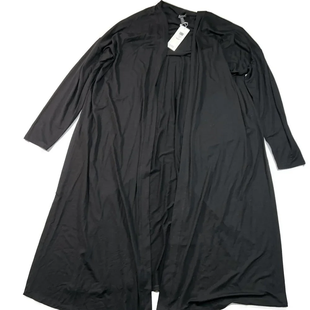 Eileen Fisher Womens Black‎ Kimono Cardigan Long Sleeve Viscose Jersey Large NEW